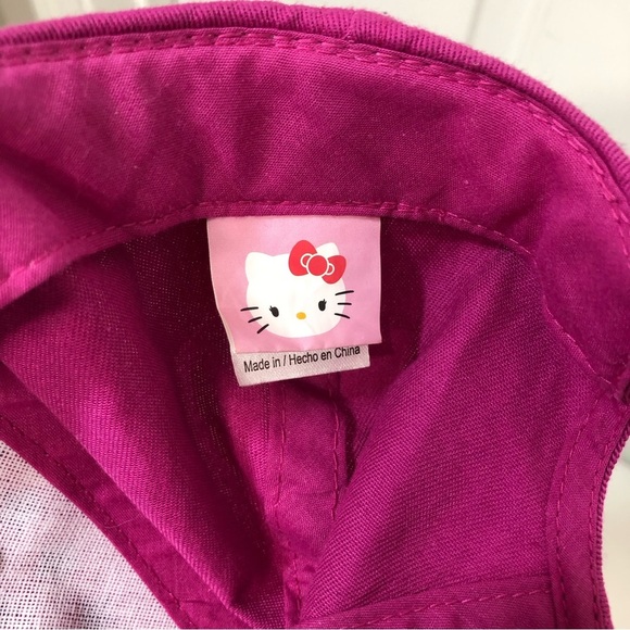 Hello Kitty Sanrio Glitter Stars Hot Pink Black Hat Cap Adjustable Youth Teen - Picture 13 of 13